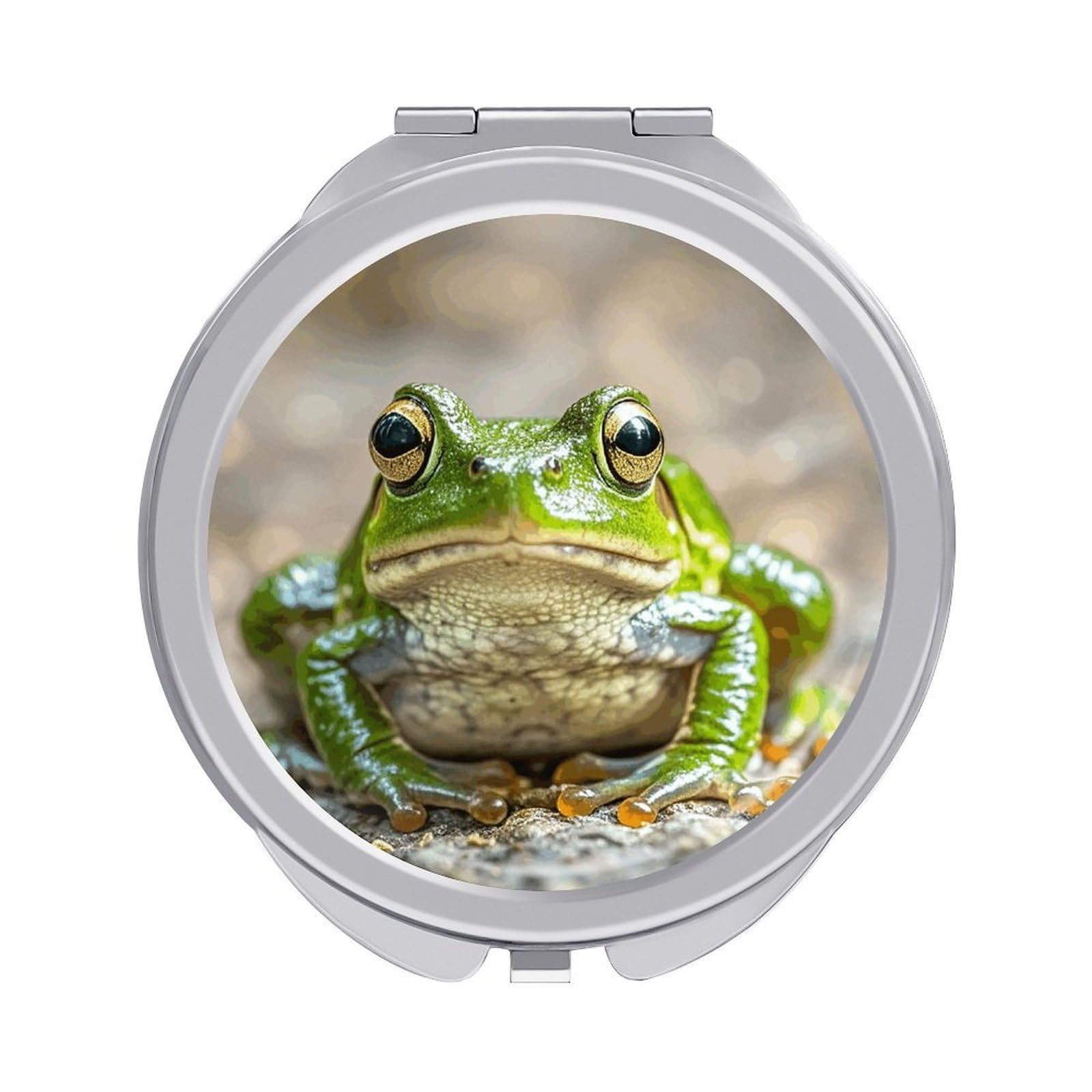 JTREHY Cute Frog Makeup Mirror Portable Folding Mirror Compact Travel Mirrors 2-Sided Round Pocket Mirrors Cute Handheld Beauty Mirror for Handbag Purse for Women Gift