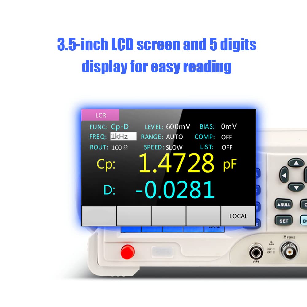 Irfora Digitales LCR-Bench-Messgerät 100Hz-10KHz Hochpräzises Digitalmessgerät Widerstand Induktivität Kapazitätsprüfer 0,1% Genauigkeit 3,5-Zoll-LCD-Display