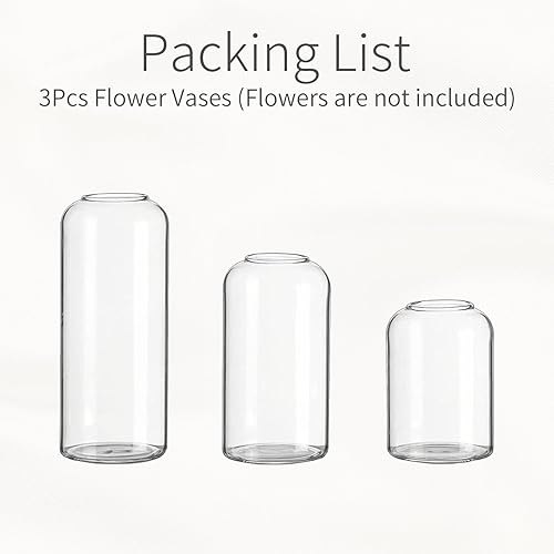 Miniatura 8 de Inweder Jarrones de cristal  Juego de 3 elegantes jarrones transparentes para bodas, fiestas, decoración del hogar