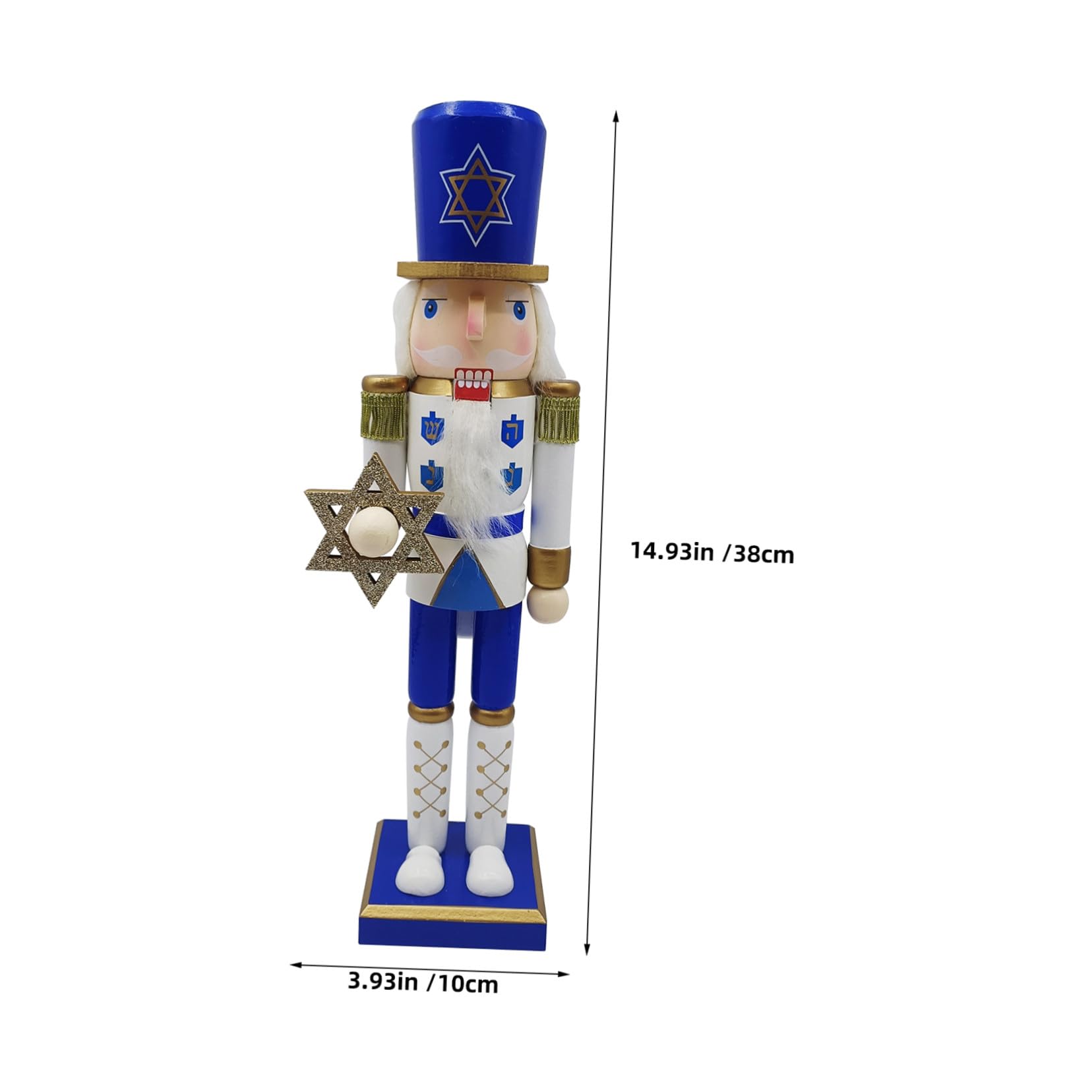Cabilock Cascanueces de Hanukkah Figura de Soldado Madera Estrella de David Decoración de Mesa Adorno Festivo Judío para Fiesta y Hogar