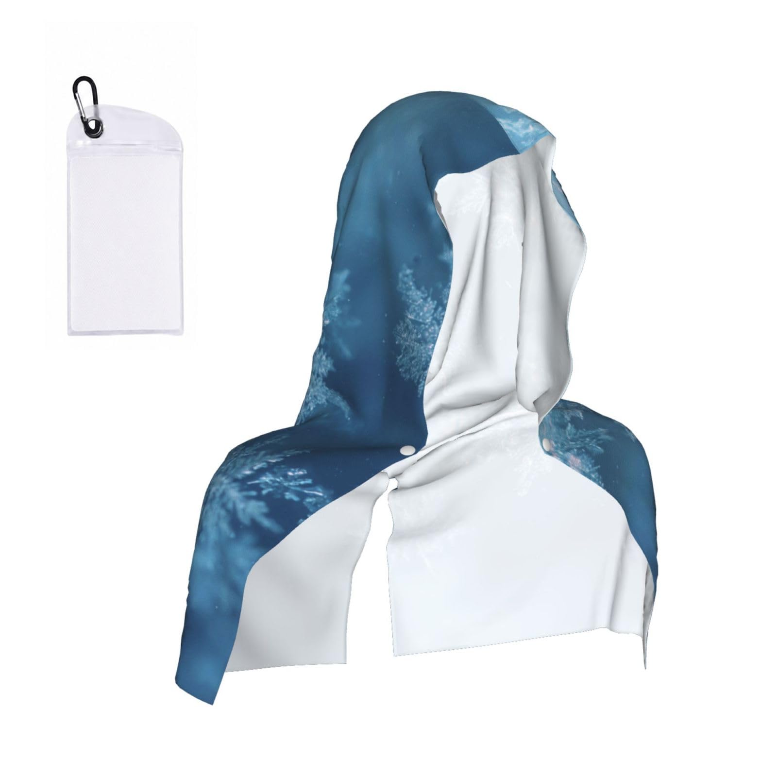 WXWJSHMGC Snowflakes Print Cooling Hoodie Towel, Cooling Towels For Neck And Face Sun Protection Instant Cool Hoodie(Sport/Camping/Work Out/Hot Weather)