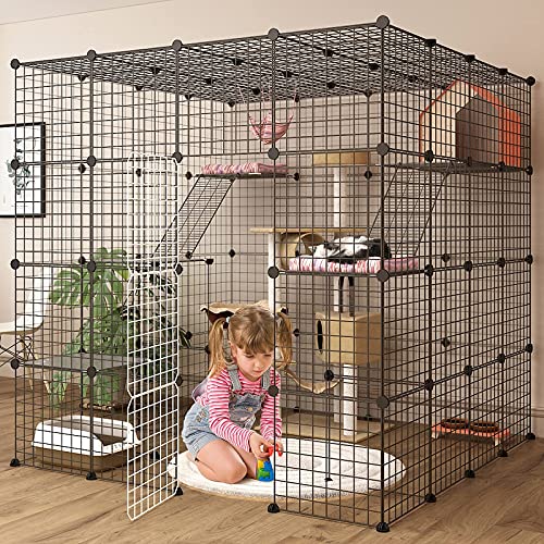 Eiiel Large Cat Cage Indoor Cat Playpen Metal Wire Kennels Crate Small Animal Cage for Kitten Guinea Pig, Bunny and… - Image 8
