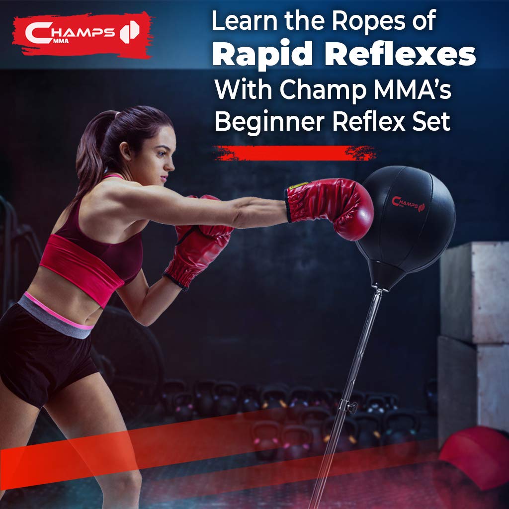 Champs MMA Beginner Reflex Bag Free Standing Punch Bag with Stand and