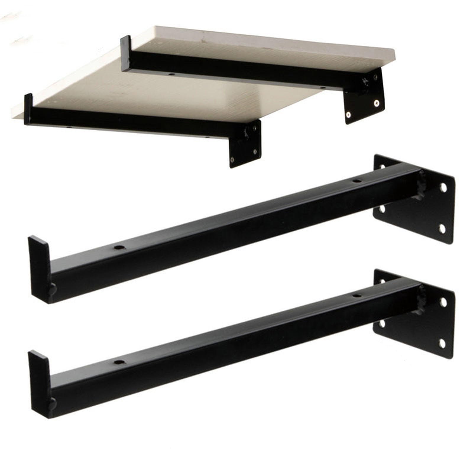 TZUFA Escuadra Estanteria de Metal Industrial, Soporte De Estante Flotante, Soporte para Estante Retro De Servicio Pesado, Escuadras Metalicas con Tornillos, 2 Piezas(Black,40cm)