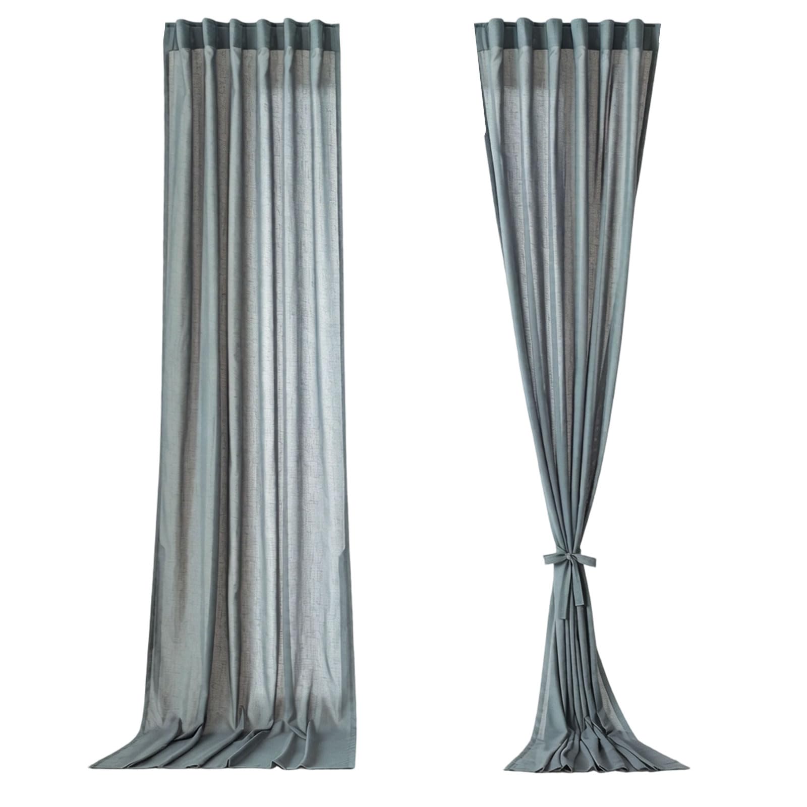 JSGHGDF 2 Piece Light Filtering Window Drapes Imitation Linen Fabric Semi Sheer Curtains with Back Tab & Rod Pocket Home Decors Half Privacy Drapes