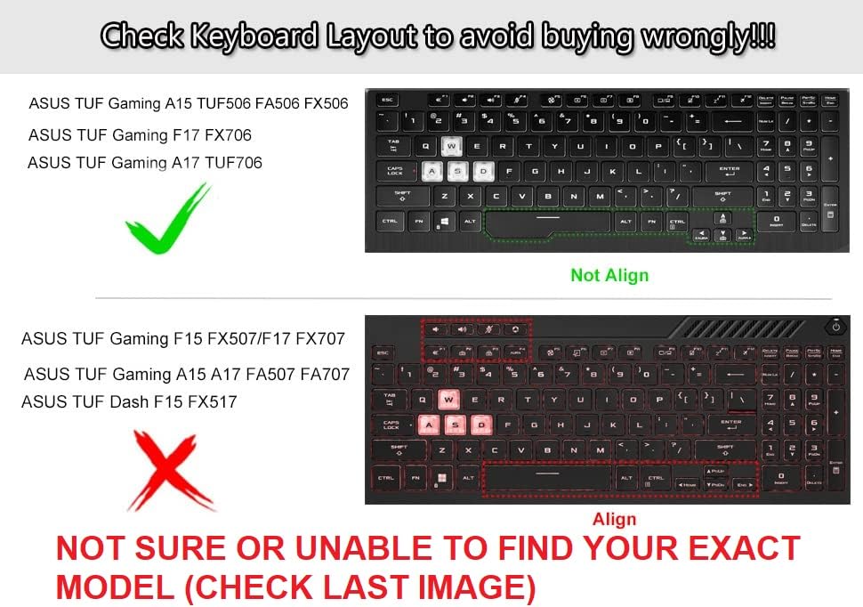 Image of Saco Keyboard Protector Cover for Asus TUF A15 (2025) 15.6 inch FA506NCG-HN199W Series - Ultra-Thin Silicone Keyboard Protector Skin for Asus TUF A15 Laptop