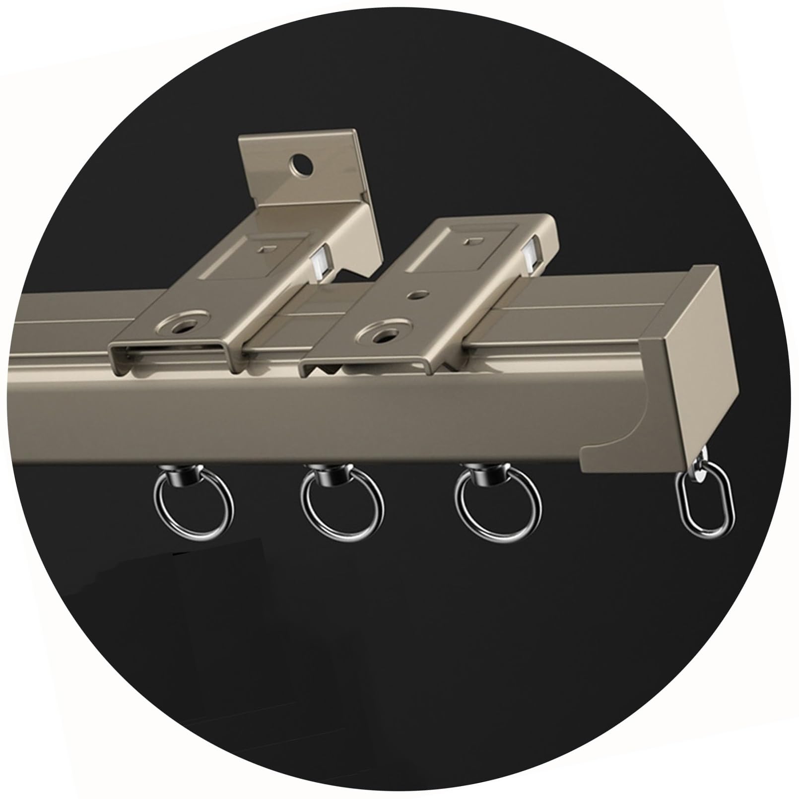 Rail Rideaux Plafond Aluminium Rail De Rideau Robustes Tringle À Rideaux, Rail Pour Rideaux Kit Au Plafond Ou Au Mur Pour Diviseur De Pièce(Champagne-Wall,5m(4 * 1.25m))