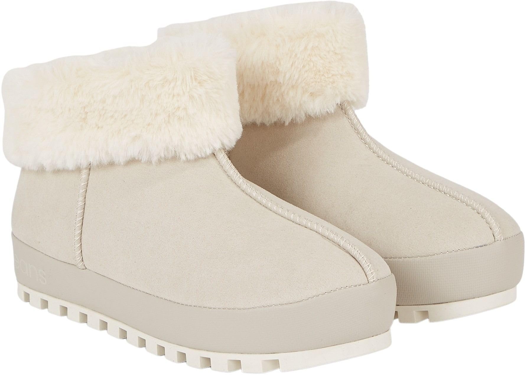 Calvin Klein Jeans Women Slippers Home Anke Warm, Off-White (Eggshell/Creamy White), 6 UK