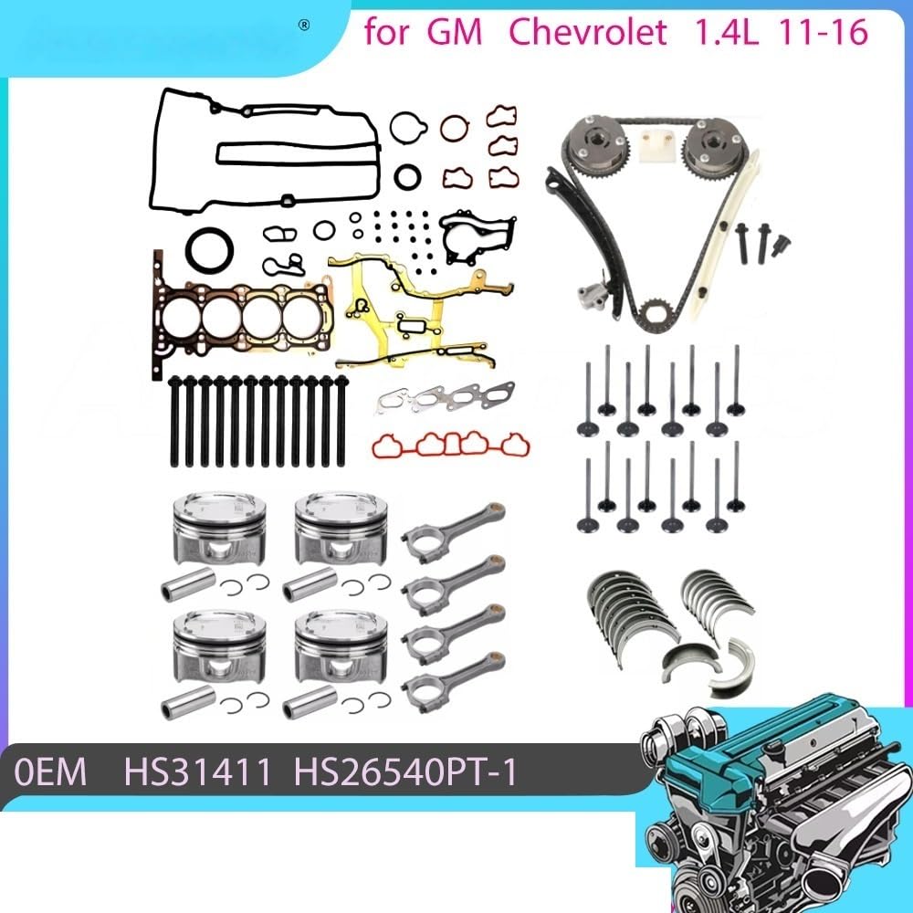 kit catena pompa olio Adatto per GM 11-16 Adatto per Buick Encore 1.4L 1.4T Turbo Motore Completo Guarnizioni Riparazione Pistone Set catena di distribuzione Vvt Kit catena pompa olio motore