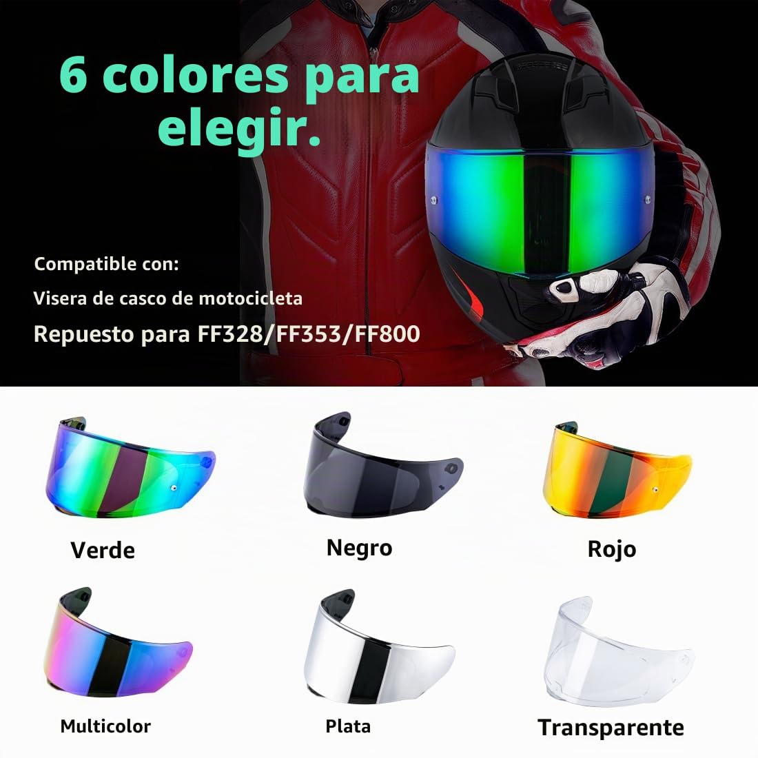 Visera Casco Moto para Assault/Rapid/Stream FF800/FF353/FF328 | Visera Casco Moto Integral,Lente para Cascos de Moto Anti-UV,Visera de Lente para Casco Protección contra Viento
