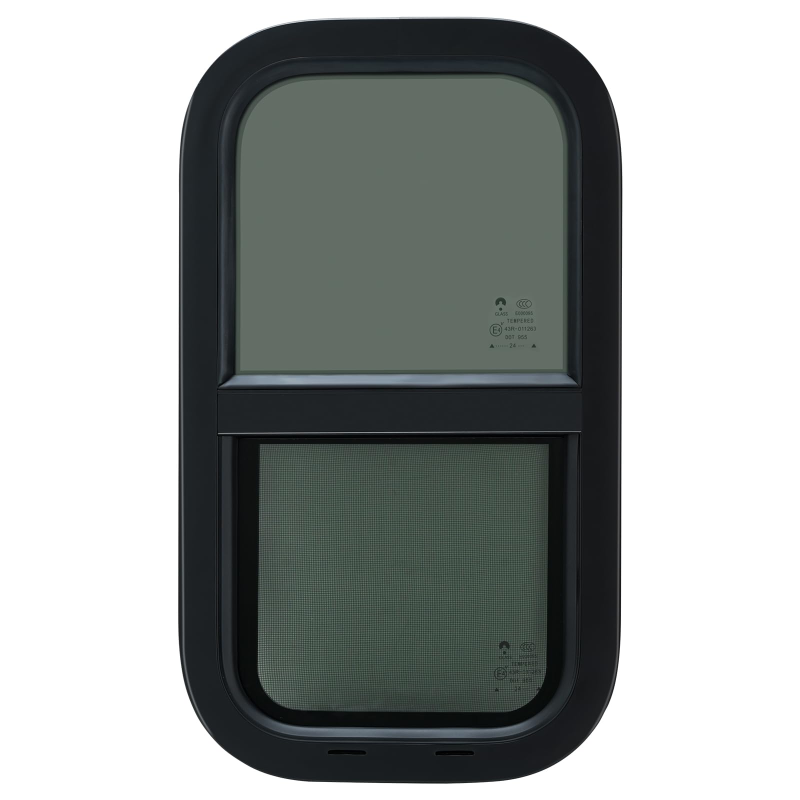 12"x22" RV Window Sliding Tinted with Screen - Tempered Glass RV Door Window Replacement, Vertical RV Windows for 15/16" to 1-3/8" Walls
