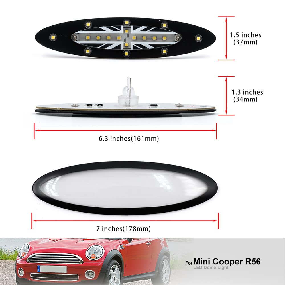 LED Leuchte Dachleuchte fuumlr den Innenraume Mini LED kuppelfouml rmige Lampe Mini Cooper S R56 2006-2008 mit Union Jack Flaggen Design