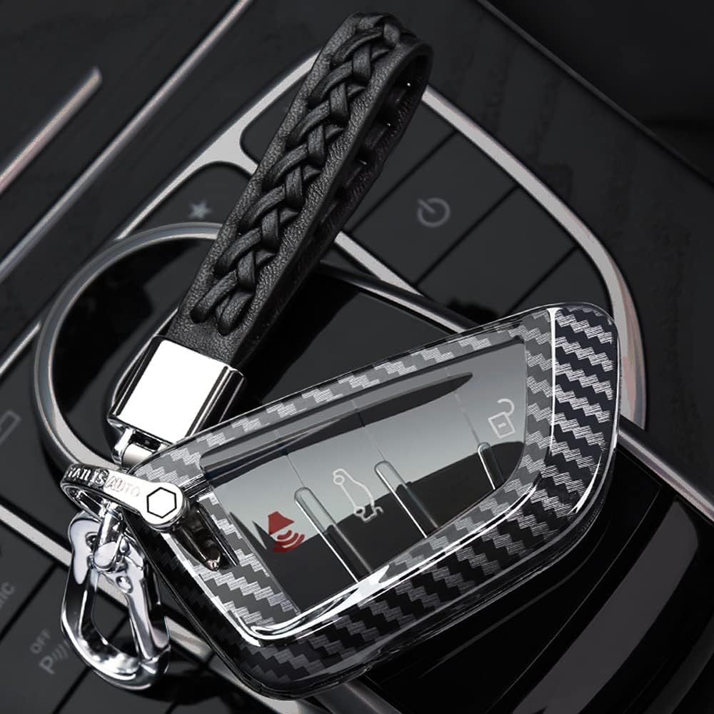 SANRILY for BMW Key Case Smart Key Protector for X1 X3 X5 X6 X4 X2 Series 3 5 6 7 Keyless Full Protection Key Fob Cover-Carbon Fiber Black
