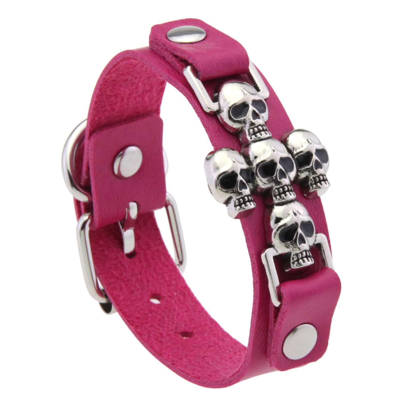 Maxtonser Punk Styles Crossed Skull Bracelet For Men And Women PU Leather Jewelry With Gothic Charm Design For Edgy Fashion Lovers