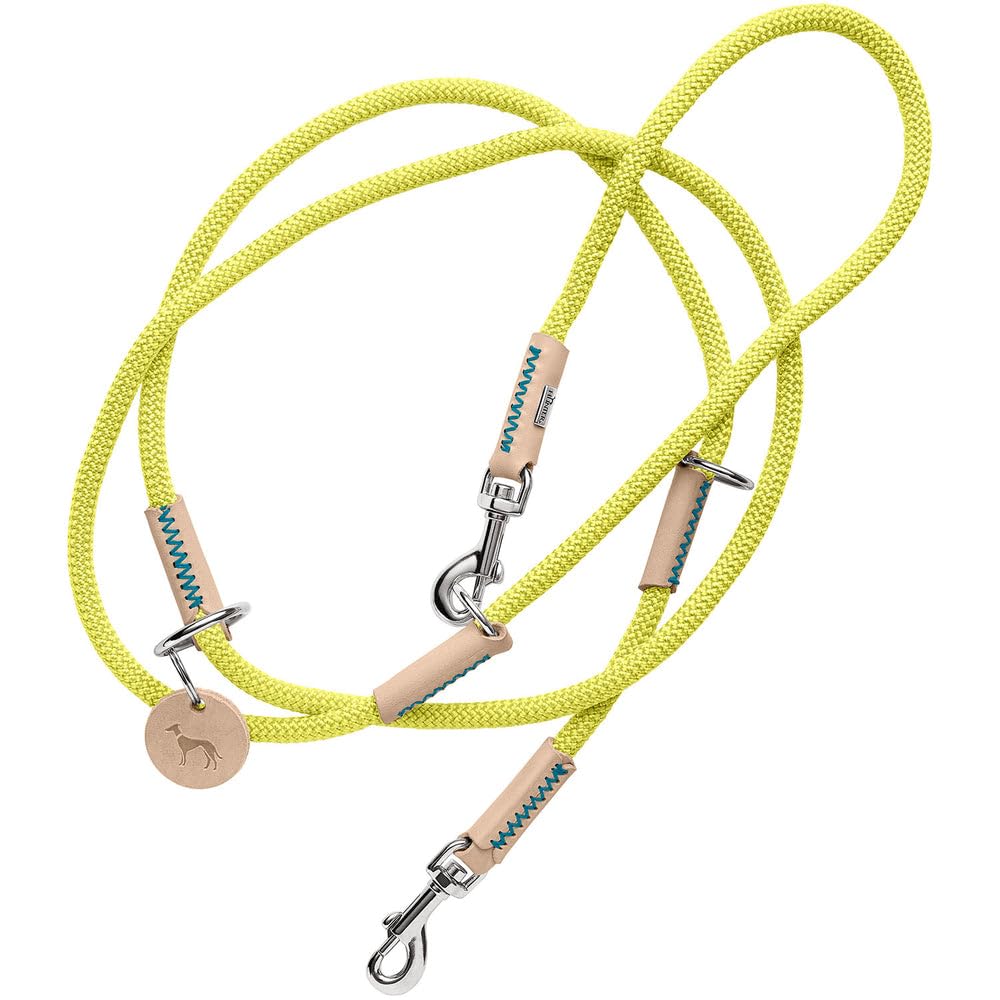 HUNTER Malia Adjustable Dog Lead Lime/Natural Smooth Rope and Robust Leather Adjustable to 3 Positions Lightweight Durable Modern Look Made in Germany Size: 8/200