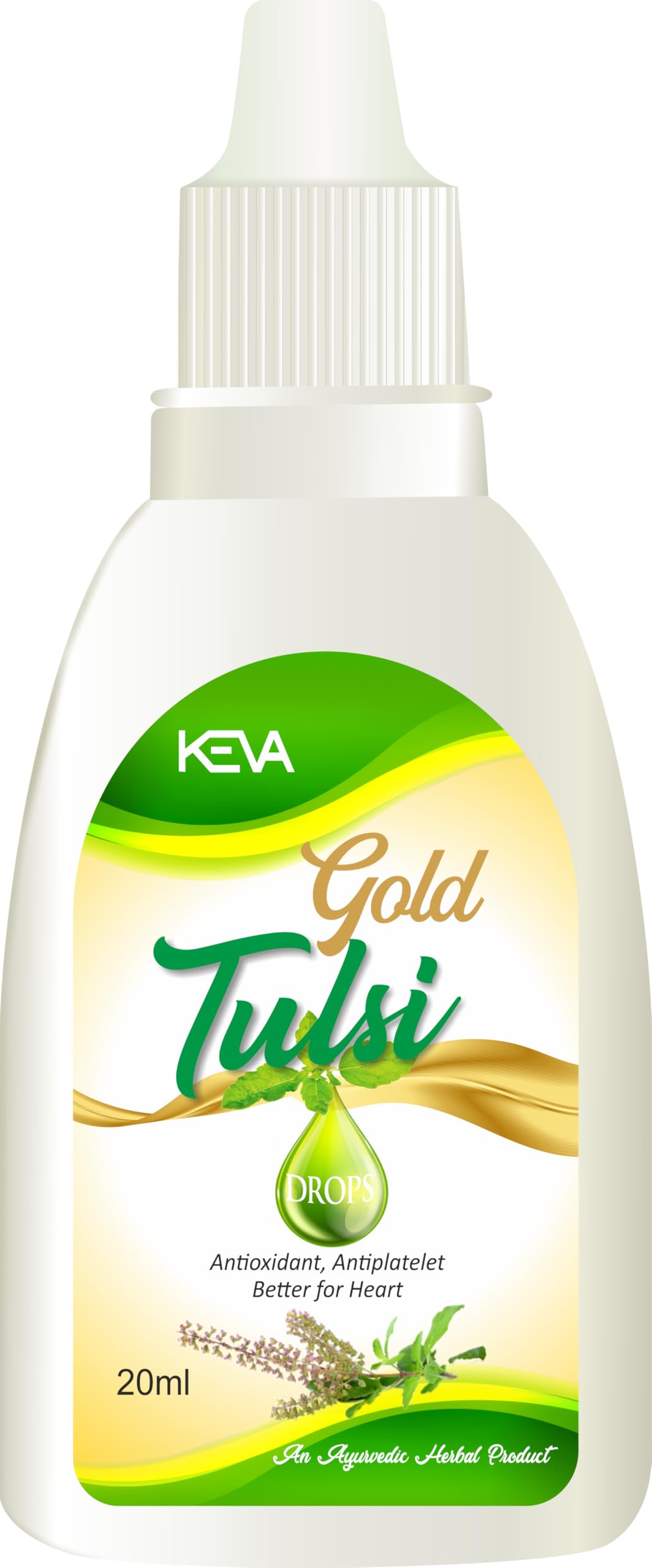 Keva Gold Tulsi Drops - 20ml | Boosts Immunity | Cough And Cold Relief | 100% Ayurvedic | Builds Respiratory Health | Antiviral, Antibacterial, Increases body resistance
