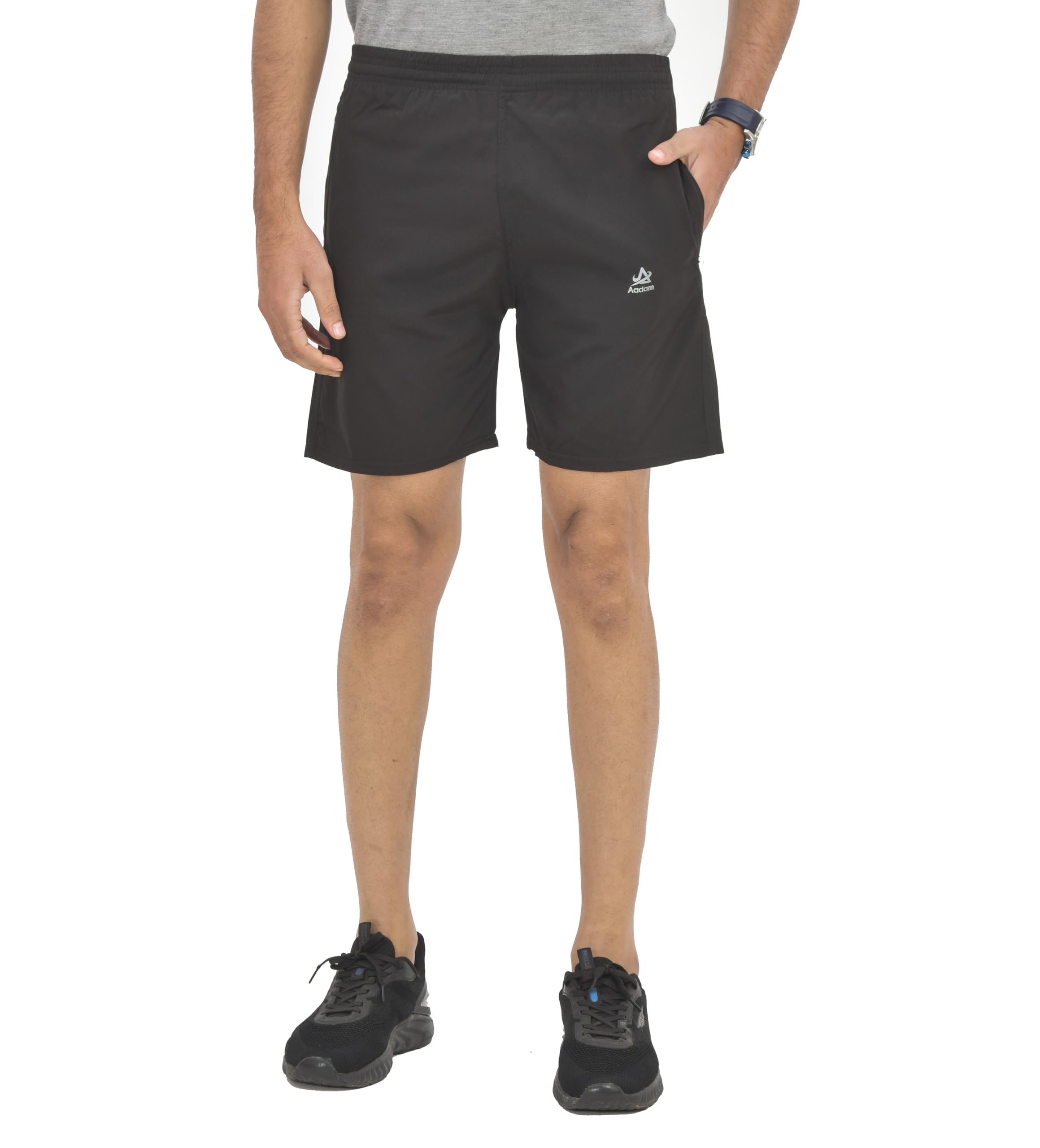 Aadam Men's Comfort Fit Solid NS Shorts - Combo Pack of 2 (1 Navy Blue + 1 Black)-picture-31