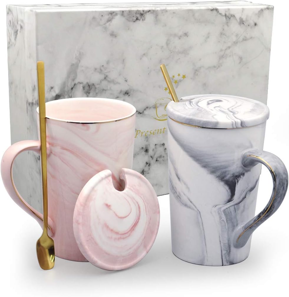 JuneLady Tea Coffee Mug Set Gift for Couple