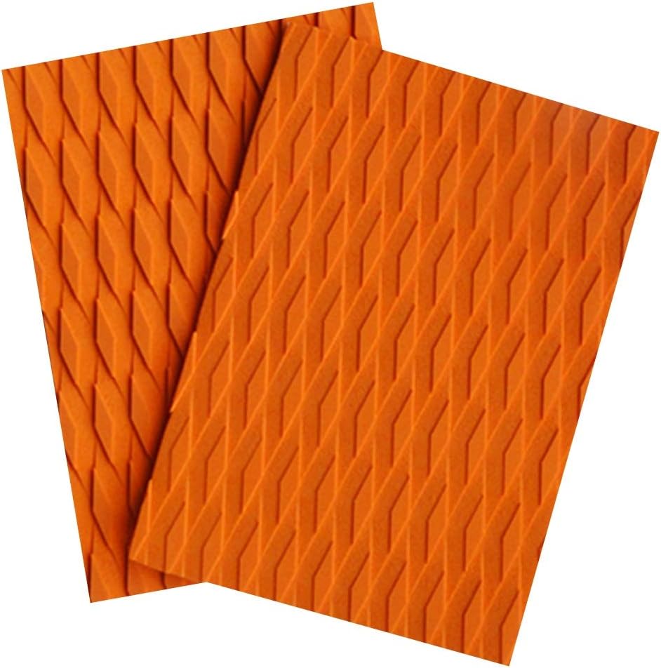 2 Pcs Ultralight Anti-Slip Traction Mat EVA Surfboard Traction Pads Deck Grip Skimboard Tails Pad Kiteboard Accessory (Color : Orange)