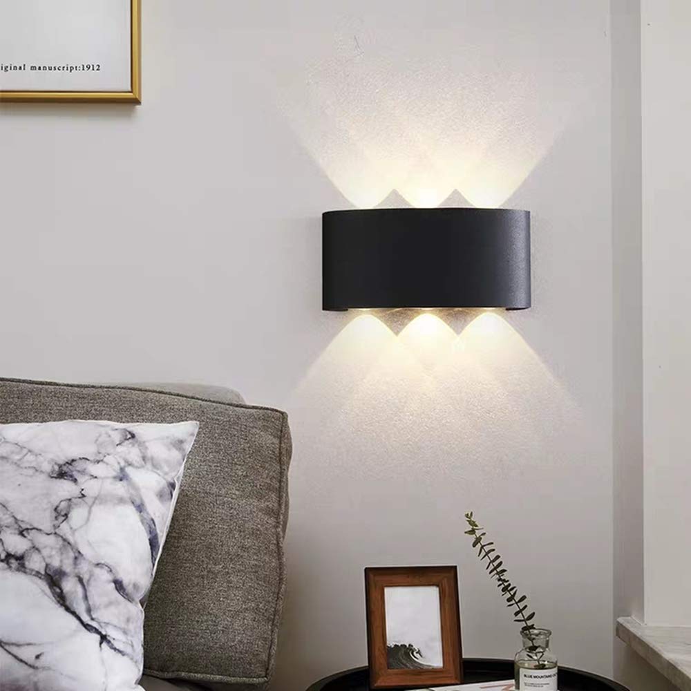 Aplique De Pared LED 6W - Luz Up And Down En Negro, 3000K Blanco Cálido - Diseño Moderno Con Hueco Láser - Para Salón, Dormitorio, Pasillo