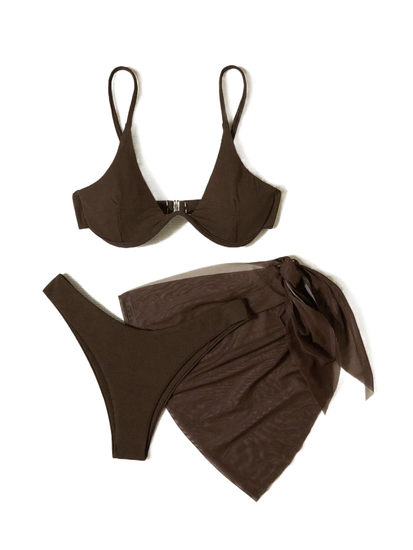 Milumia Womens 3 Piece Swimsuit High Cut Underwire Bikini Sets with Sarong Coverups