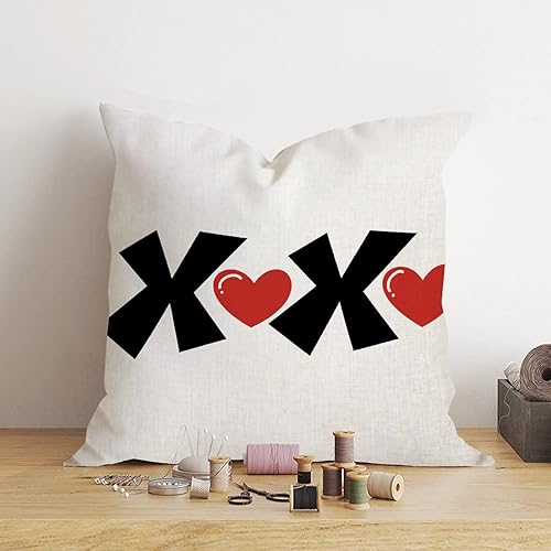 Miniatura 2 de XOXO - Funda de almohada romántica para el día de San Valentín funda de cojín de corazón rojo funda de cojín de boda compromiso aniversario