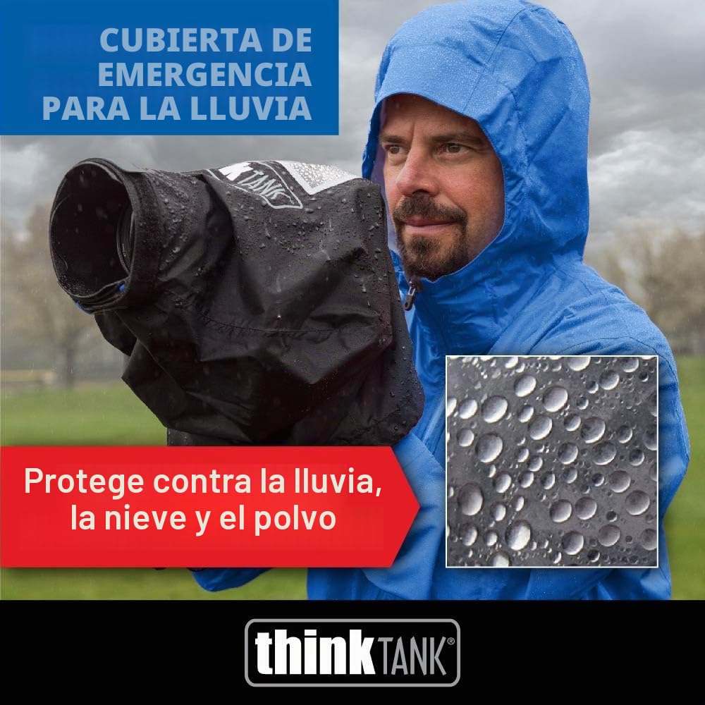 Think Tank 6180 - Protector de Lluvia para cámara réflex Digital y sin Espejo con Lente de hasta 24 x 70 mm, tamaño pequeño
