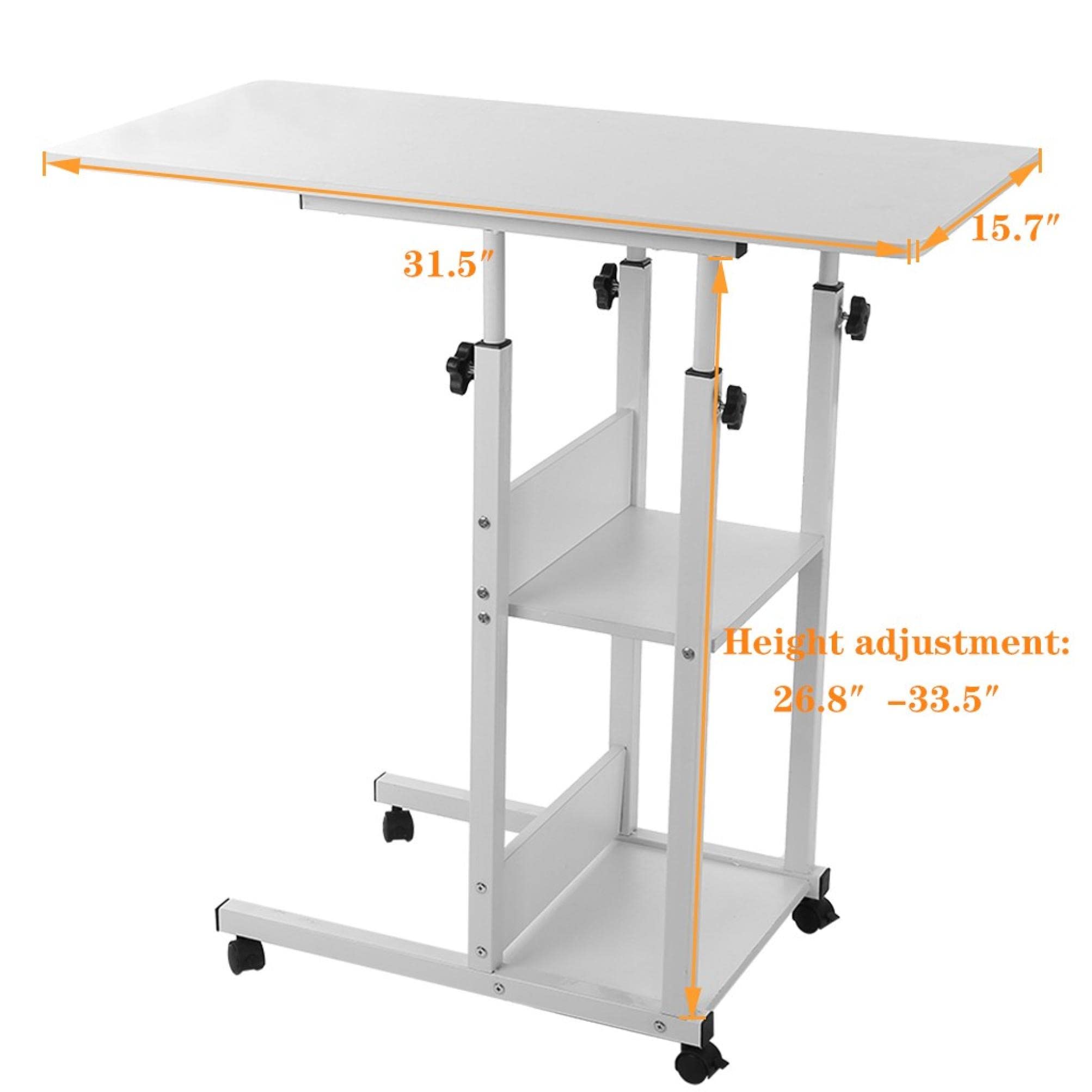 Buy Adjustable Overbed Table with Wheels, Black Height and Length