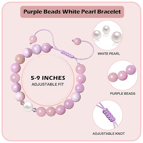 Miniatura 6 de 1 Year Old Girl Gifts for Birthday Christmas,Purple Beads Pearl Charm Bracelet Adjustable Length,1st Birthday Girl Gifts Handmade Cute Bracelet for