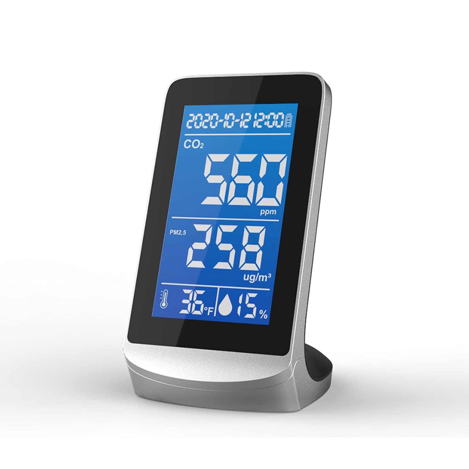 LOXO CASEAir Quality Monitor for CO2, CO2 Carbon Dioxide Detector, PM2.5, Temperature, Humidity, Air Quality Detector for Indoor Office Kitchen Gym, Built-in 1600mAh Lithium Battery DM-10