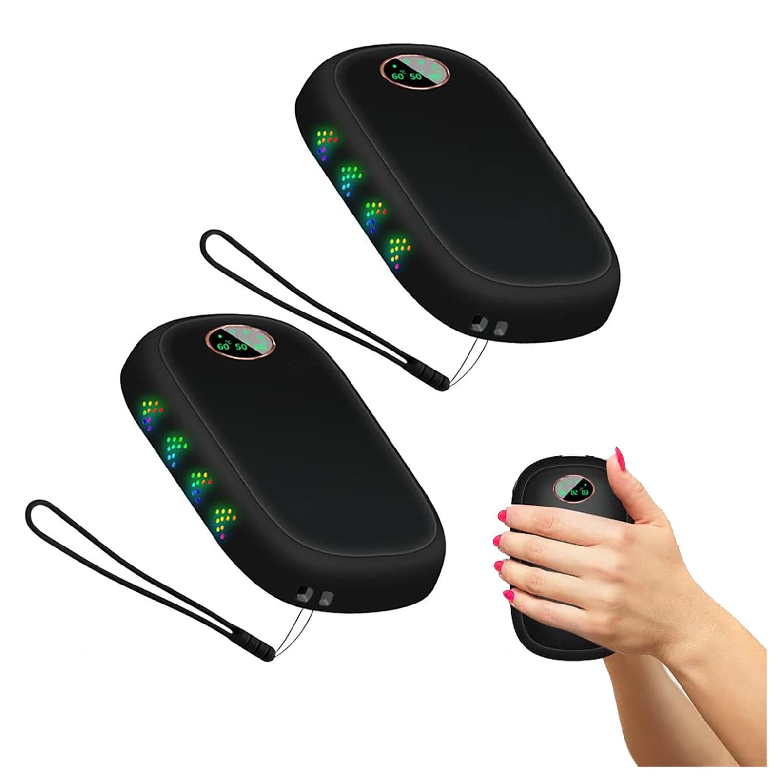 Scaldamani Elettrici Ricaricabili 2 Packs 10000 mAh, Scalda Mani Tascabili Riutilizzabili USB-C Diviso/10 Ore Di Calore/3 Livelli Di Riscaldamento Fino a 60 ℃ Per Caccia,Golfcampeggio