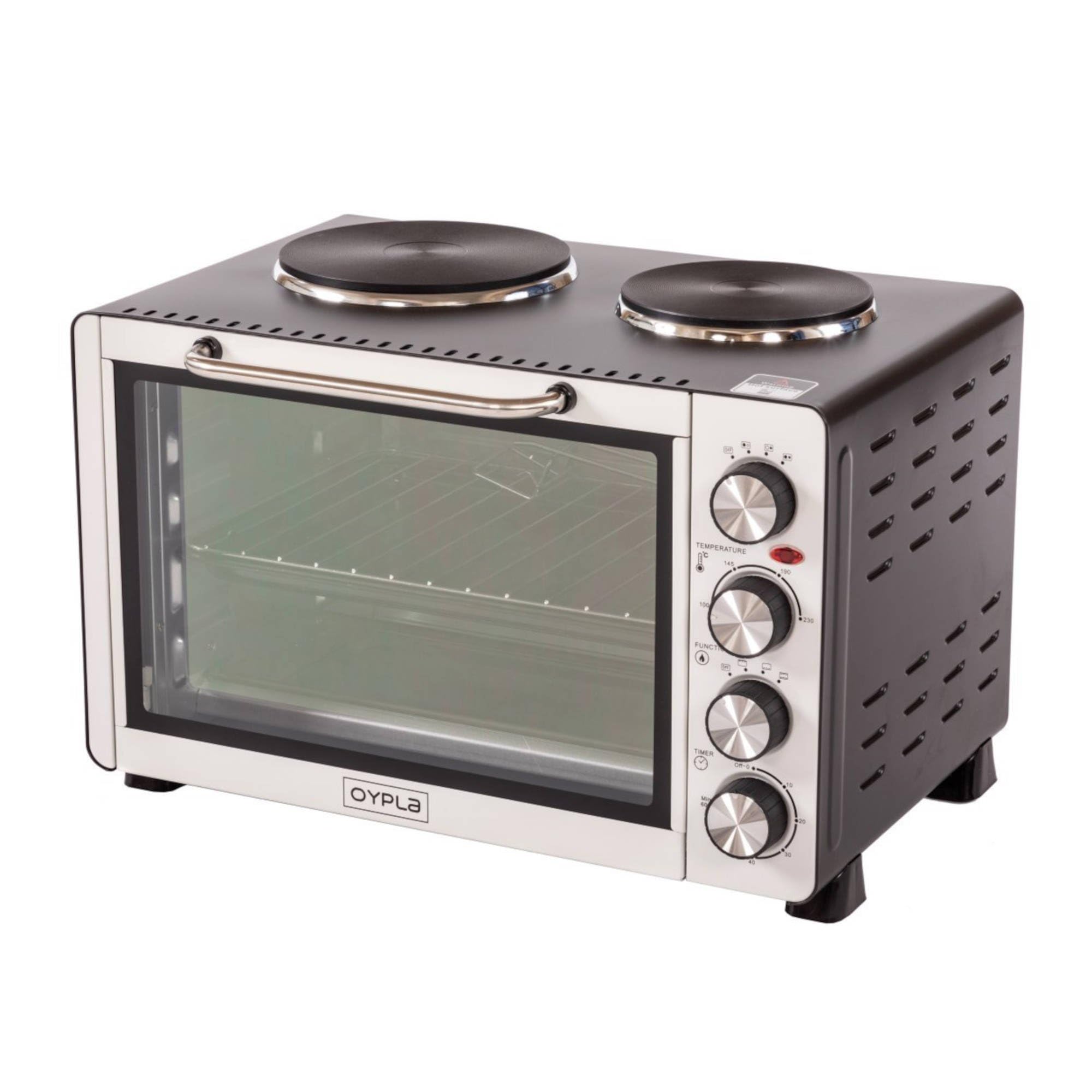 Oypla 30 Litre Electrical Mini Compact Oven Kitchen Mate c/w 2 Hot Plates, and Timer