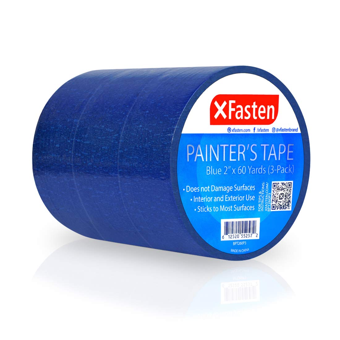 Buy XFasten Professional Blue Painters Tape 2Inches x 60 Yards (3Pack