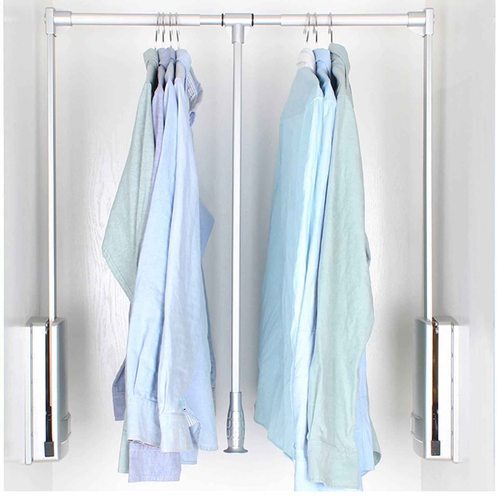 HTTGDGDH Adjustable Pull Down Closet Rod Hanger - Aluminum Closet Rail With Telescopic Handle, 30Kg Capacity, Easy Mounting Hardware, Fits 600-830Mm Spaces For Efficient Organizat,600-830mm