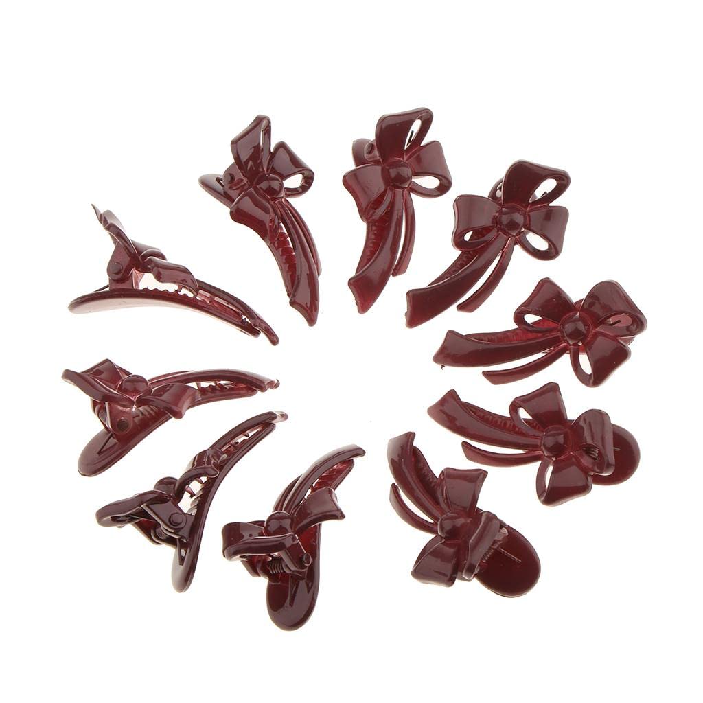 MYADDICTION 10 Piece Cute Acrylic Bow Hair Barrettes Clips Hairpins for Girls Pale Mauve