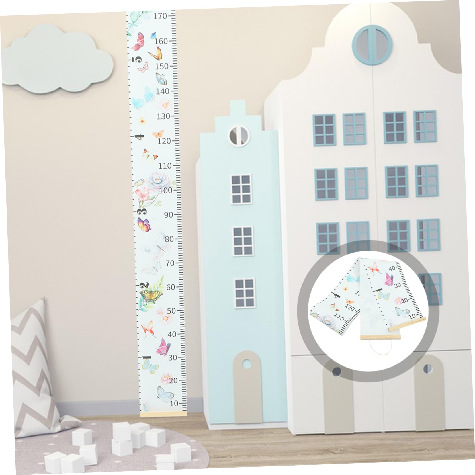 ibasenice Children Increase Height Hanging Chart Butterfly Wall Art Growth Chart for Boys and Girls