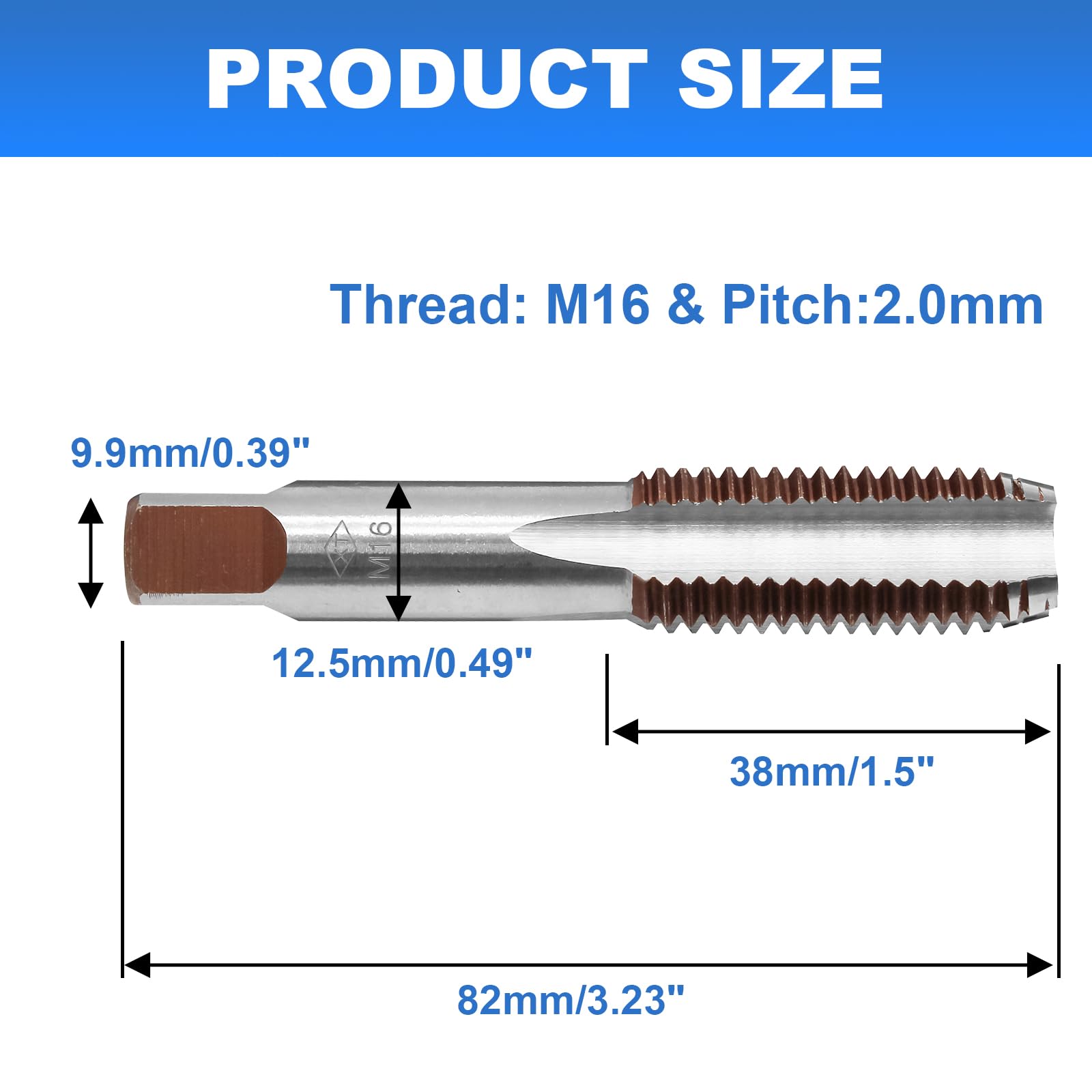 M16 Hand Taps - 2 Pcs Alloy Steel Threading -2