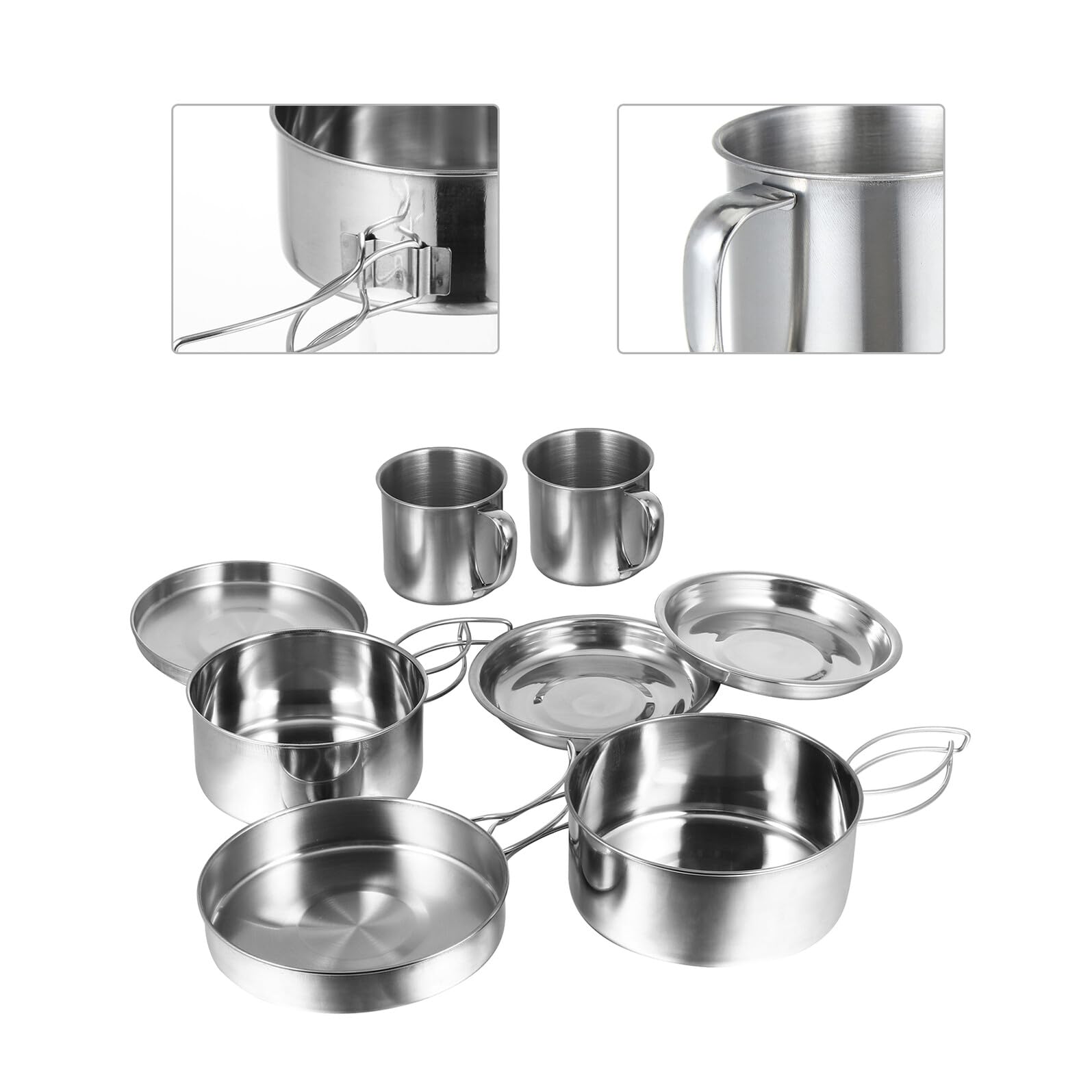 Mipcase 8 Piezas De Utensilios De Cocina De Acero Inoxidable Para Acampar Equipo De Camping Utensilios De Cocina Para Acampar Accesorios De Camping Kit De Ollas Esenciales Equipo
