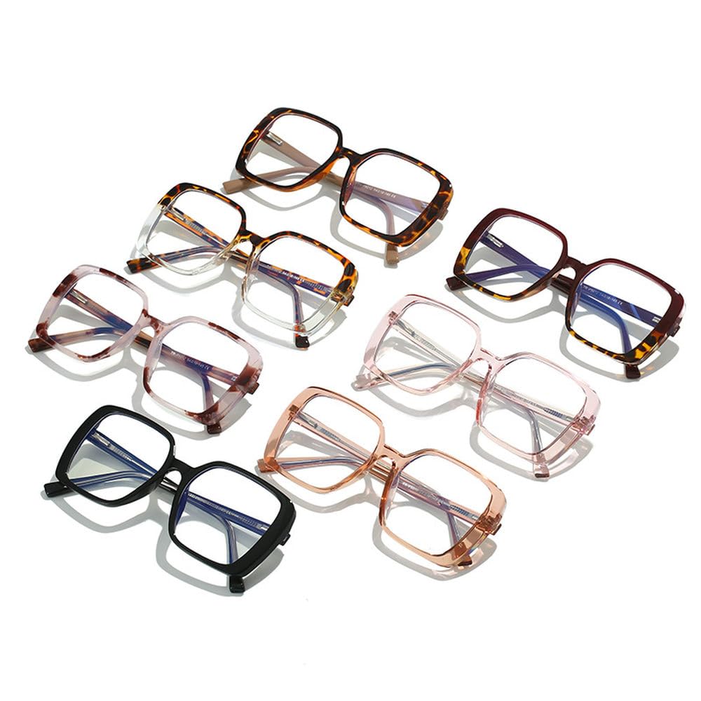 Occhiali da vista retrò trasparenti da donna con montatura bicolore, alla moda, con cerniera a molla, da uomo