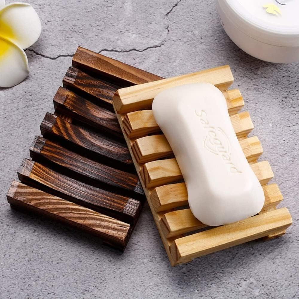 jabonera, Bandeja de bambú con escurridor for Accesorios Ducha. Mantiene Las Pastillas jabón secas y es fácil Limpiar(J)
