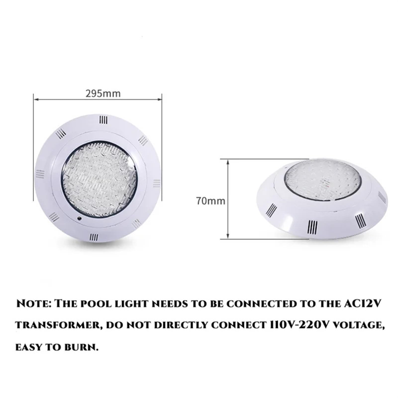EDEDE Luci Piscina, 12V-ABS Luce Subacquea a LED da Parete IP68 Impermeabile a Sette Colori con Telecomando Illuminazione for Piscina 18W25W35W45W(Blauw,24W)