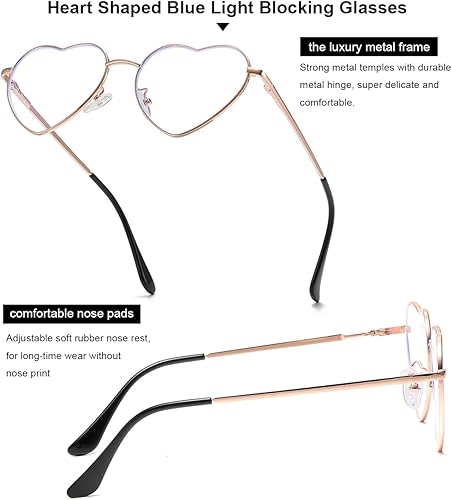 Miniatura 4 de Gleyemor Gafas de luz azul en forma de corazón para mujer, bonitas gafas de computadora