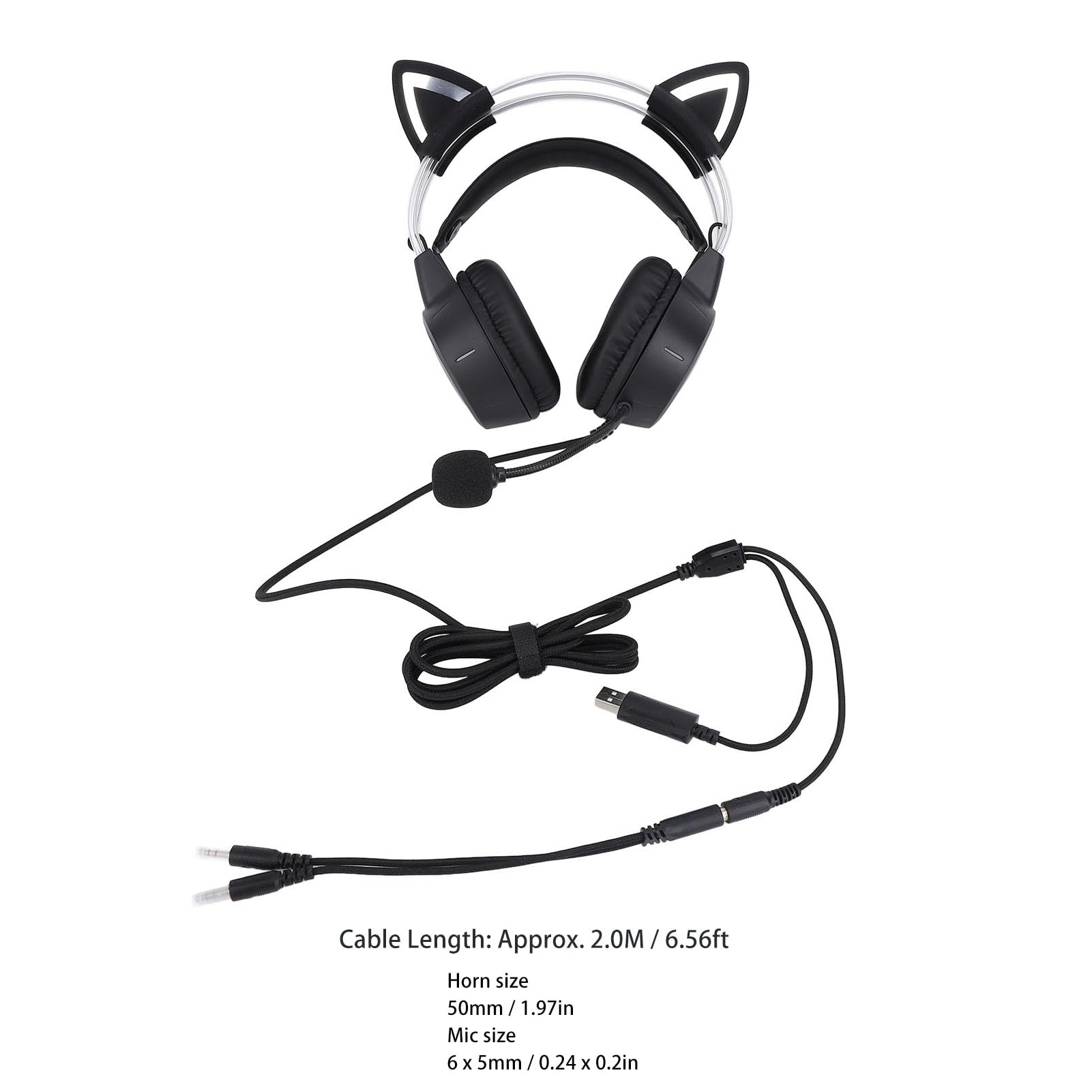 Bluetooth Kopfhörer, Katzenohr Kopfhörer mit Mikrofon, Verstellbarer Kopfbügel, Kabellose Kopfhörer mit 7 RGB LED Leuchten, Gaming Headset für Kinder und Erwachsene, 15 Stunden
