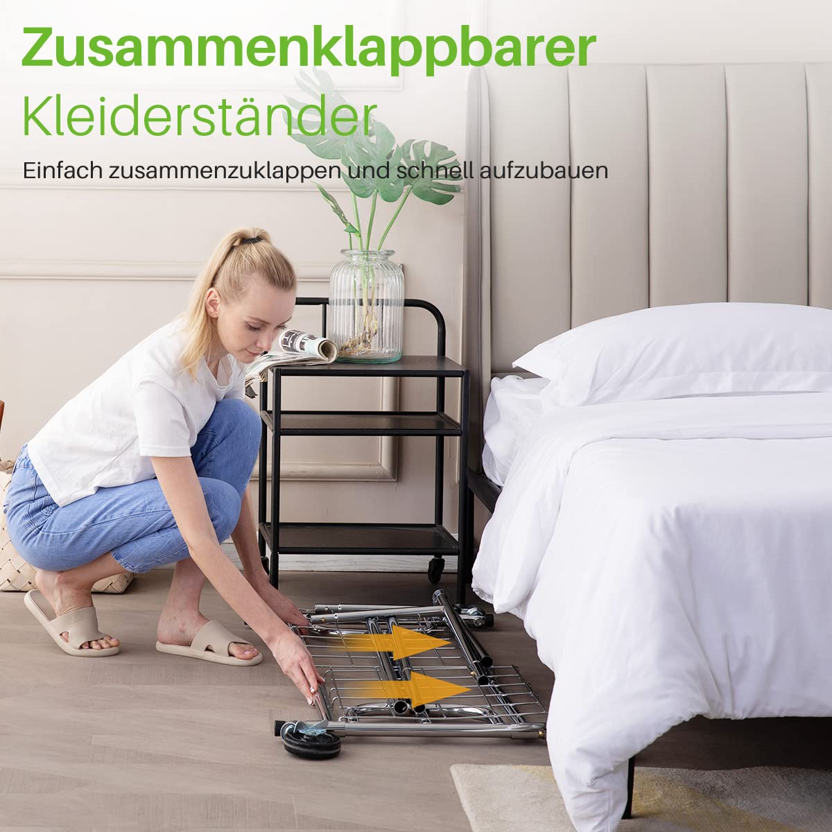 HOKEEPER Kleiderständer mit Einlegeböden, Kapazität 450lbs, Kleiderstange auf Rädern, Tragbarer Garderobenständer zum Aufhängen,Chrome