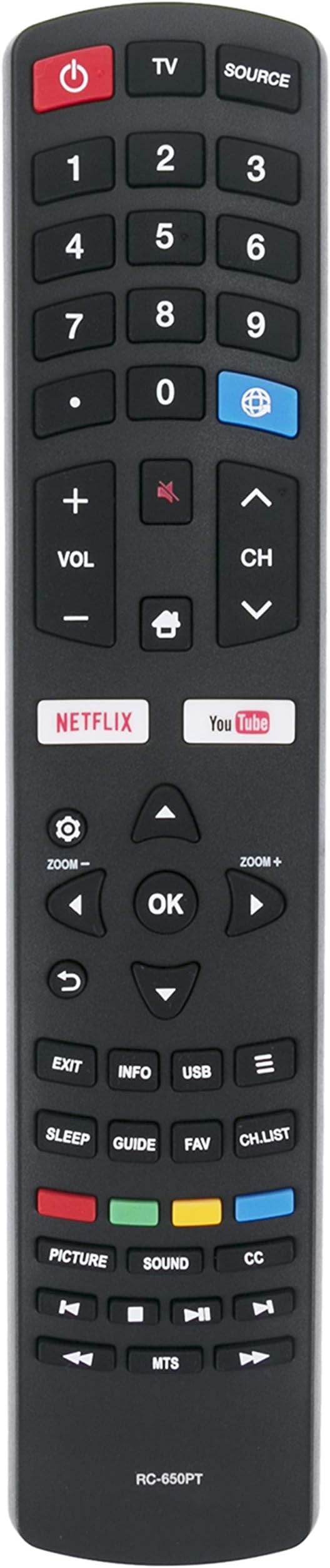 RC-650PT Replace Control Compatible with DAEWOO TV 32D1561 43D1560 49D1660 55D1700 U43A8500TN 43D1280UD L32V780BTS 32D1280 U55V880BTS 55D1890A U49V880BTS 49D1890A U49V8800TV U55V8800TN 55D1890A L43V78