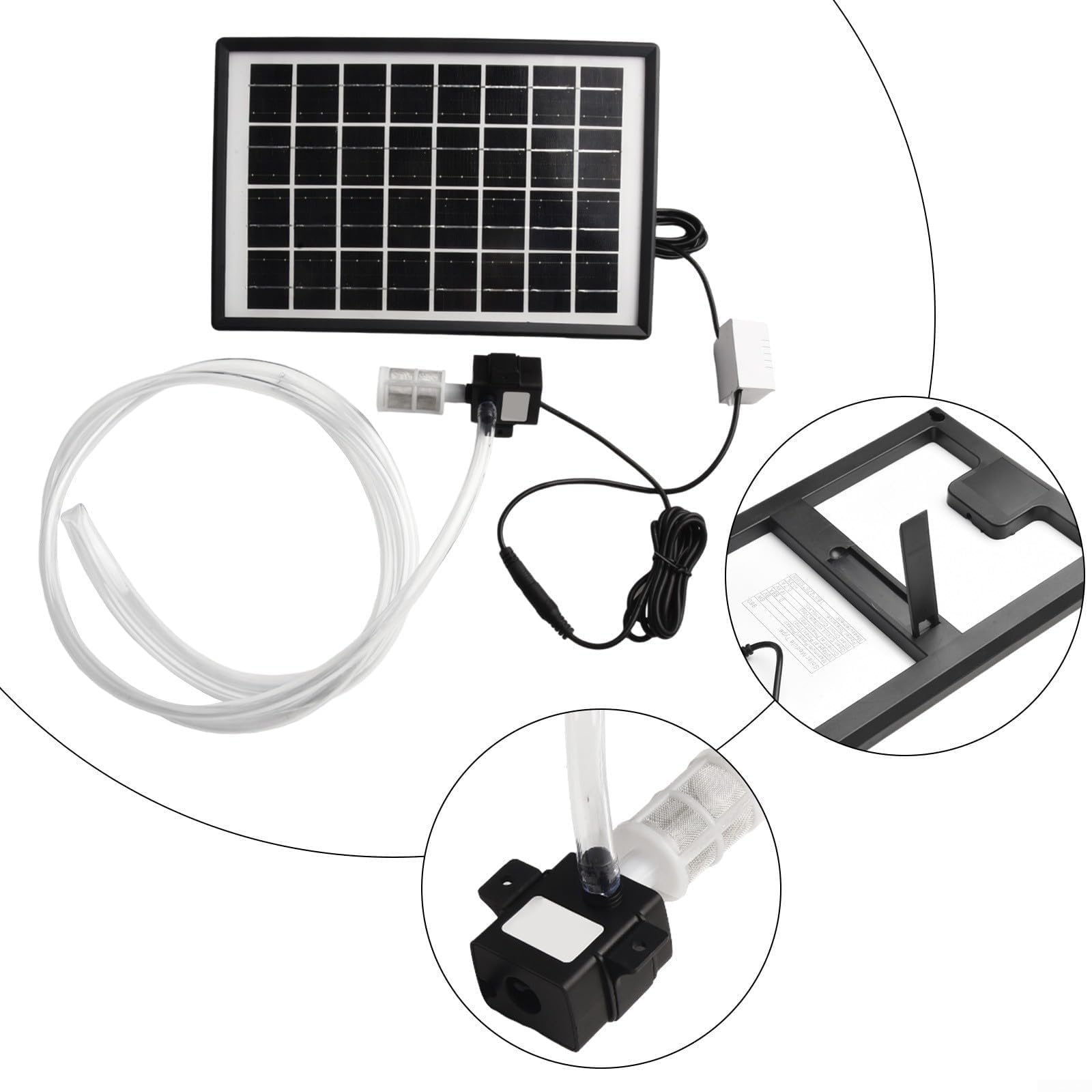 Kit de Bomba de Agua Solar Panel de 12 V iltro de Tubo para Estanque | bomba sumergible de 240 l/h caudal de 2 m filtro de tubo para estanque fuente y acuario