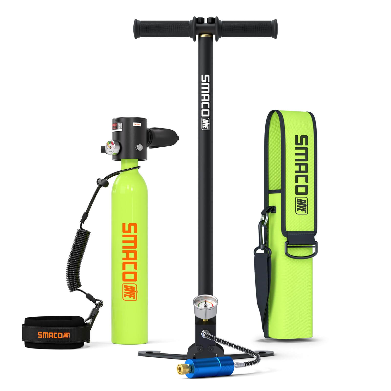 SMACO Mini Botella de Buceo 0,5 litros Portatil Bombona de Buceo para Respiración Subacuática Pequeñas Botella Submarinismo Tanque de Buceo Recargable para Viajes Nadar Rescate S300