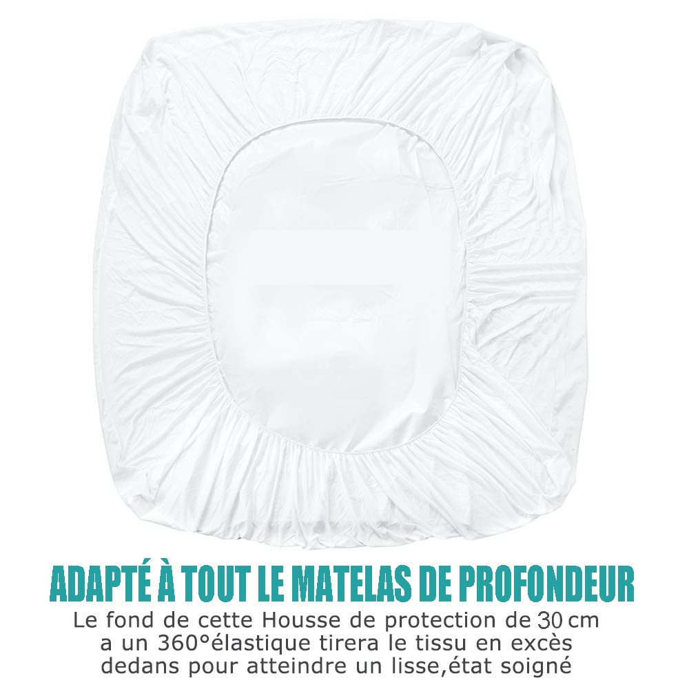 RICHAIR - Coprimaterasso impermeabile 180 x 200 cm, altezza 30 cm, lenzuolo con angoli, ipoallergenico, altamente traspirante, anti-restringimento, nuova generazione: protezione contro acari e batteri