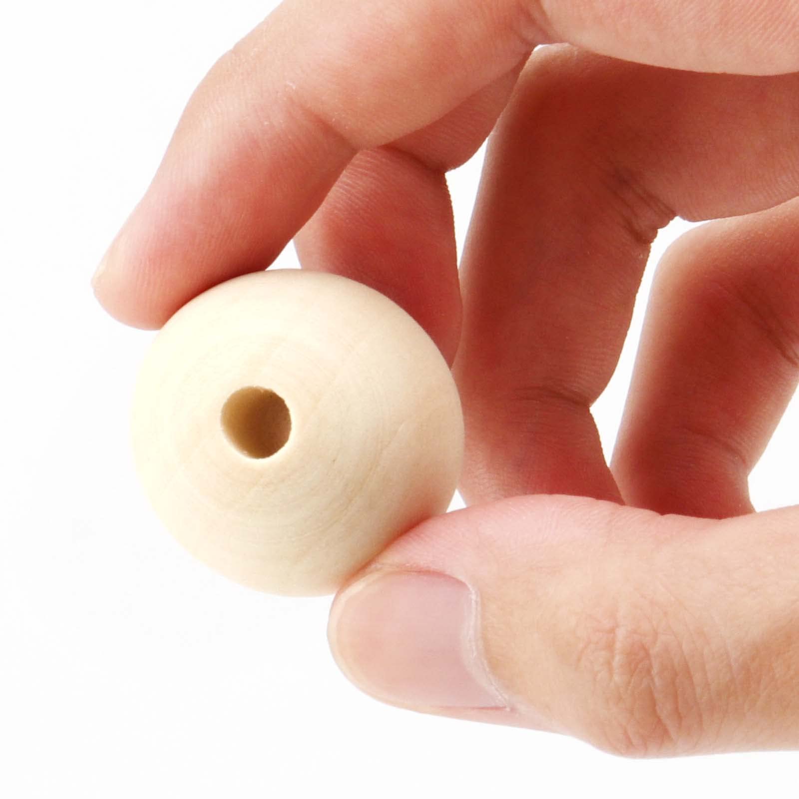 30 Halbe Holzperlen, 30 Mm – Naturbelassen, Zum Basteln, Bemalen, Für DIY-Projekte