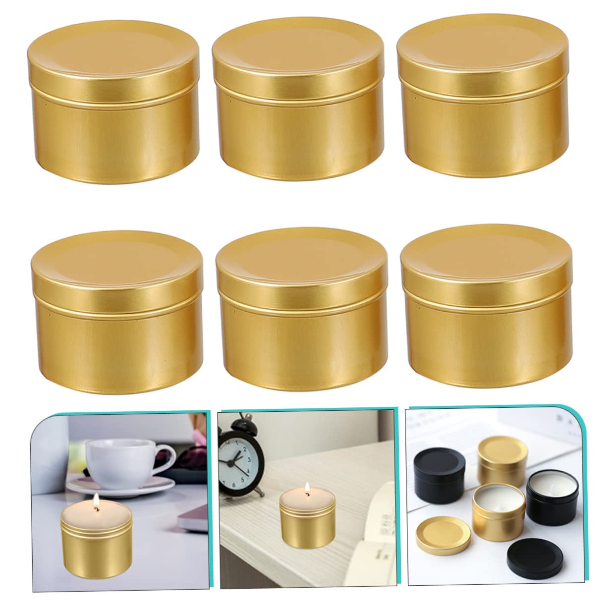PLAFOPE Bulk Candle Making Jars 6pcs Circle Tins Essential Oil Storage Aluminum Can Candle Containers Durable Easy to Use